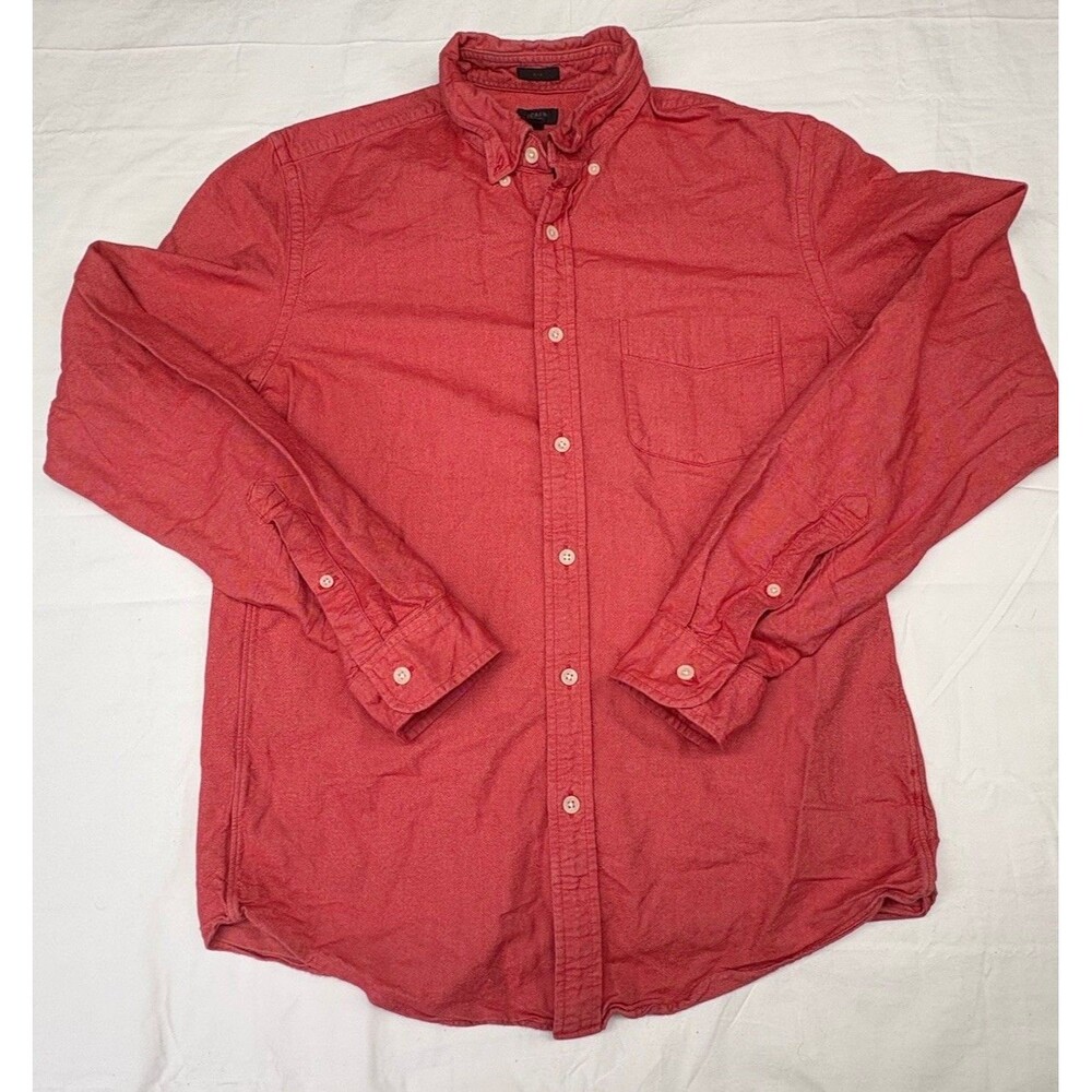J Crew Oxford Shirt Mens Medium Pink Slim Fit 100% Cotton Pocket Long Sleeve